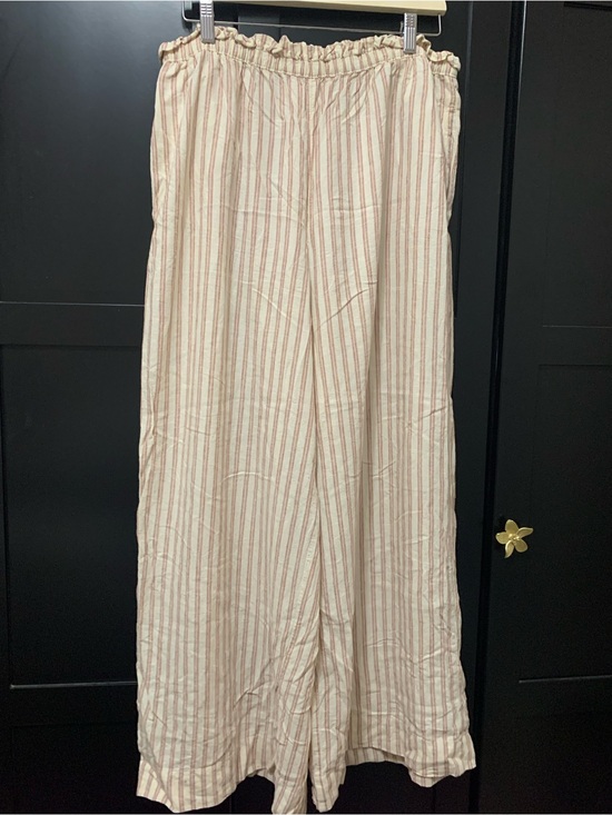aerie Pants - aerie large Cream Wide-Leg Striped Pants coastal flowy cool comfy